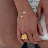 Firkløver armbånd forgylt, justerbar lengde