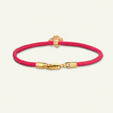 Firkløver silkearmbånd korall rød, forgylt