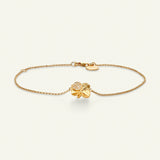 Firkløver armbånd, pavé, 18 karat guld