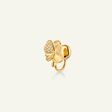 Firkløver ear cuff pavé forgylt