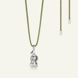 Rose med diamant på silkehalskjede, sølv