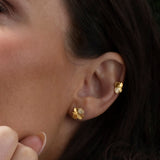 Firkløver ear cuff pavé forgylt