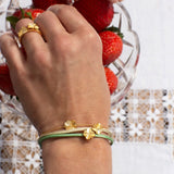 Firkløver silkearmbånd champagne, gull