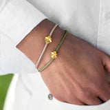 Firkløver silkearmbånd champagne, gull