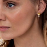 Firkløver halskjede med perleanheng, sølv