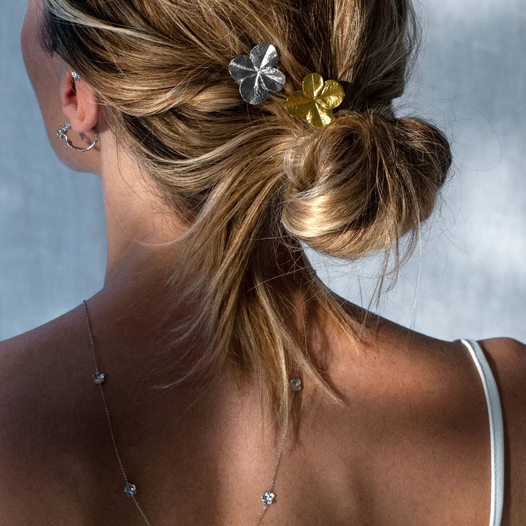 Firkløver hair clip, forgylt