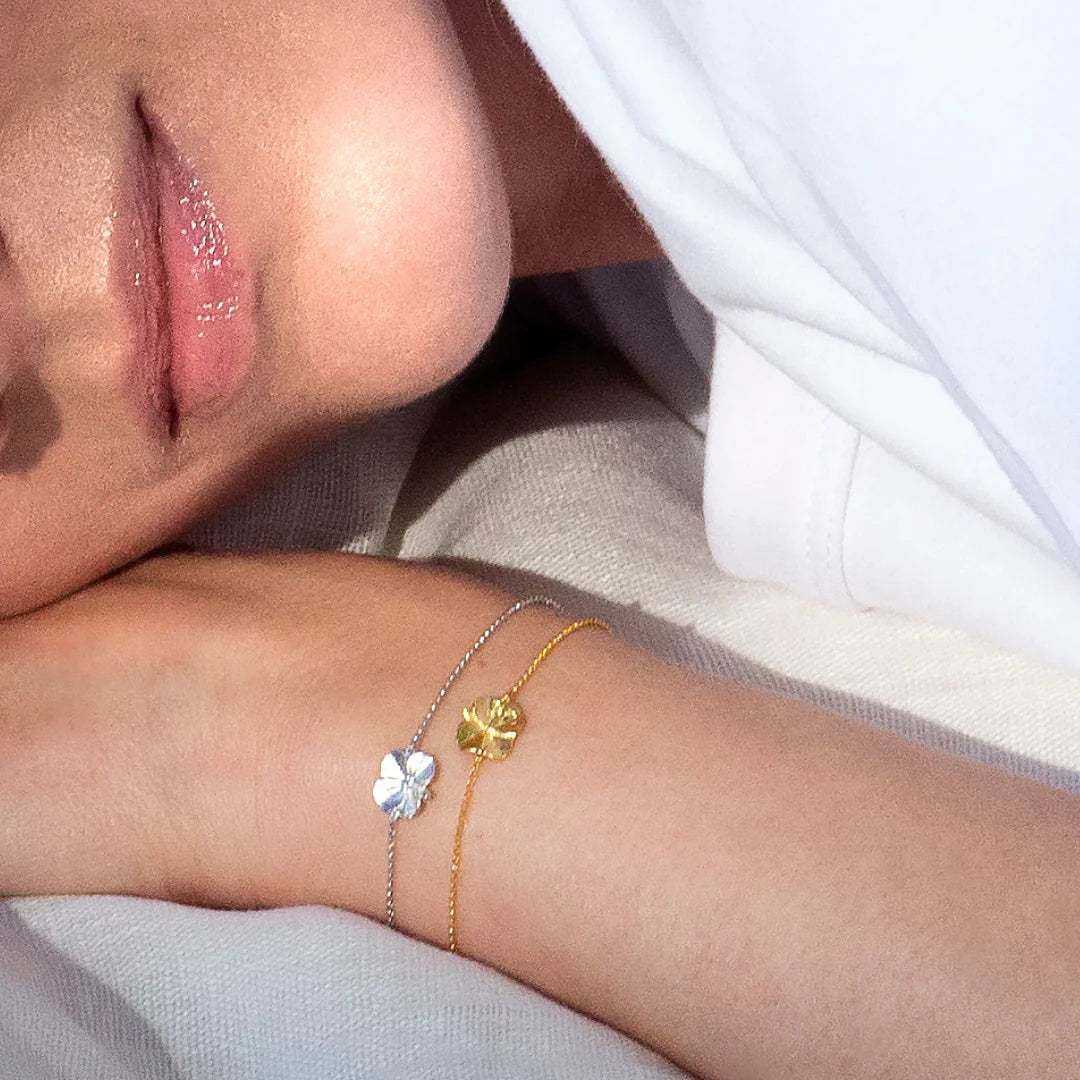 Firkløver armbånd sølv, justerbar lengde