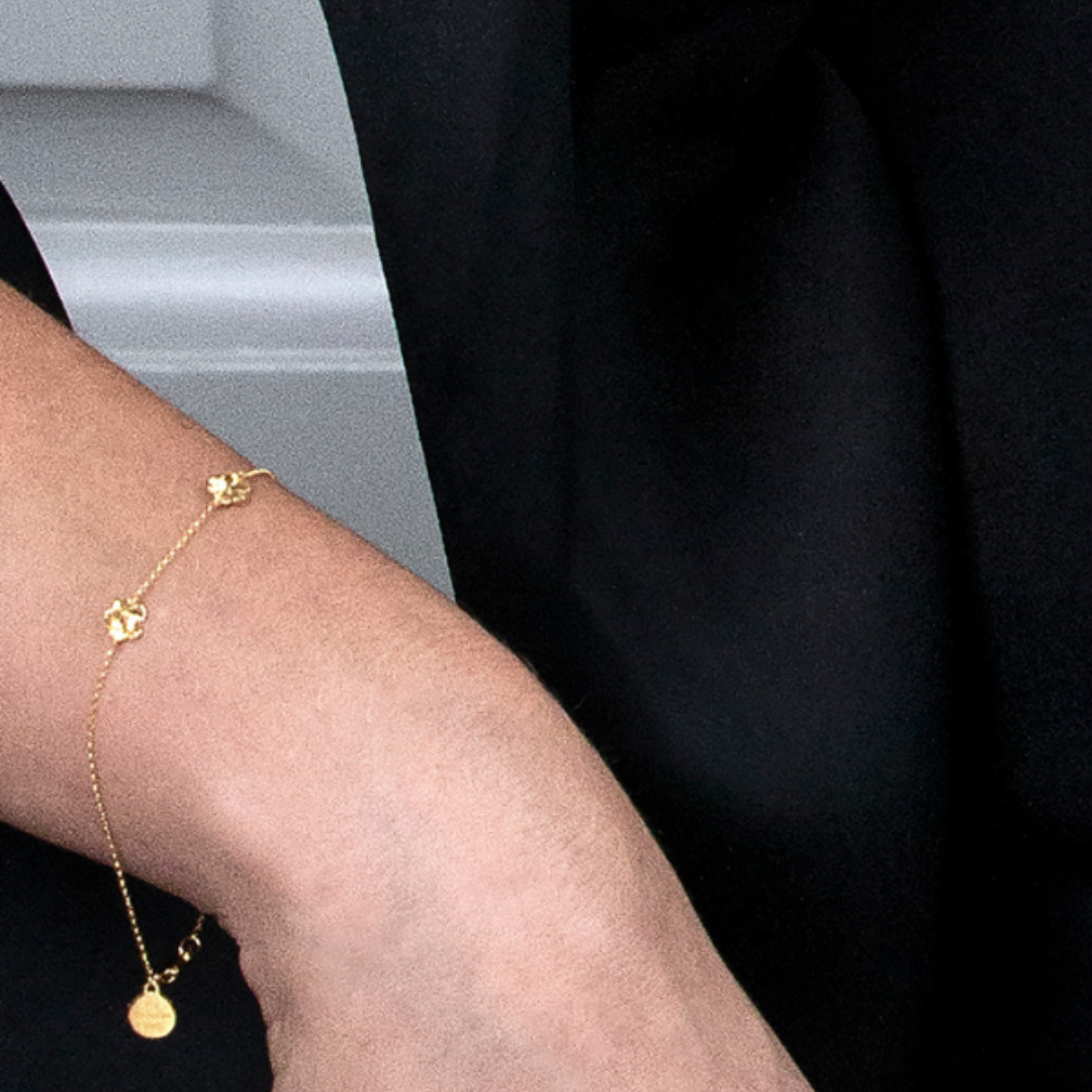 Forglemmigei blomst, Armbånd Forgylt, justerbar lengde