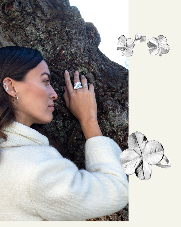 Firkløver Statement ring og Øredobber