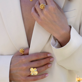Firkløver Statement ring forgylt