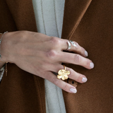 Firkløver Statement ring forgylt