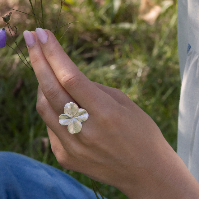 Firkløver Statement ring sølv