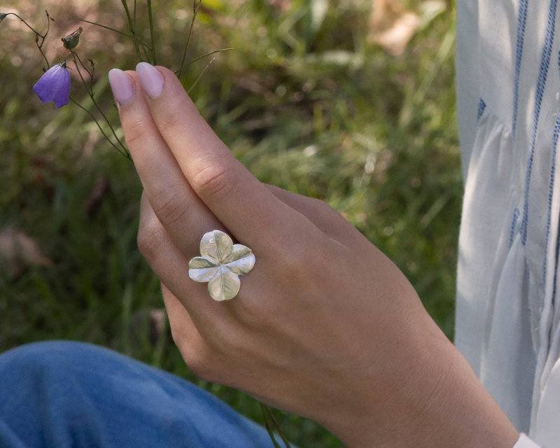 Firkløver Statement ring sølv