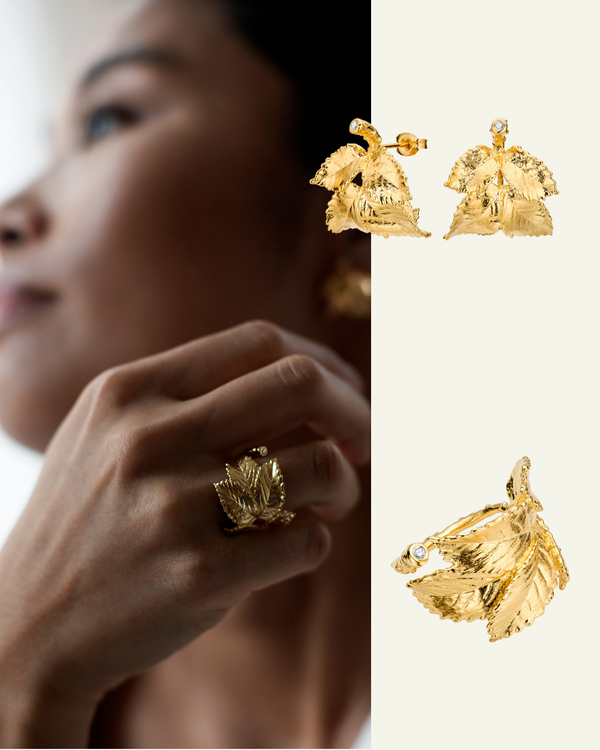 Roseblad Hoops og Statement ring