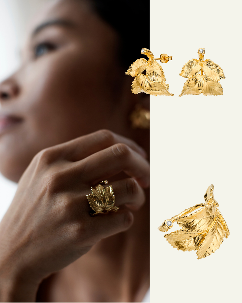 Roseblad Hoops og Statement ring