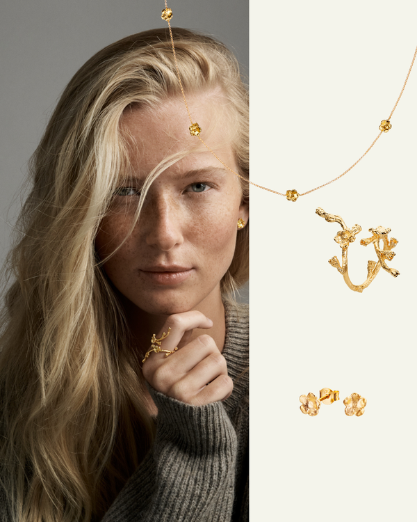 Forglemmegei Halskjede, Statement ring og Små Øredobber