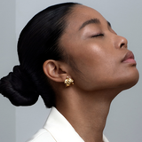 Roseblad hoop øredobber med diamanter, forgylt