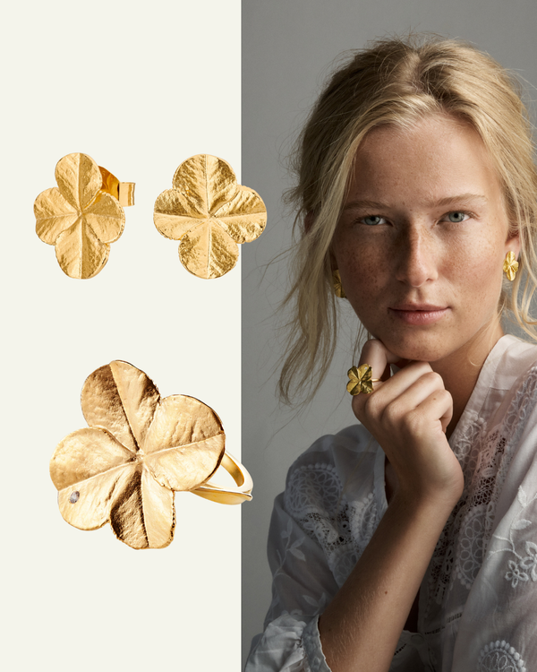 Firkløver Statement ring og Øredobber