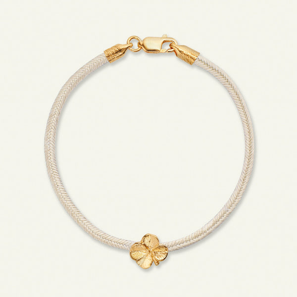 Firkløver silkearmbånd champagne, gull