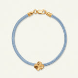 Firkløver silkearmbånd blått, forgylt