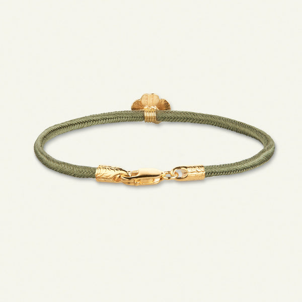 Firkløver silkearmbånd oliven, forgylt