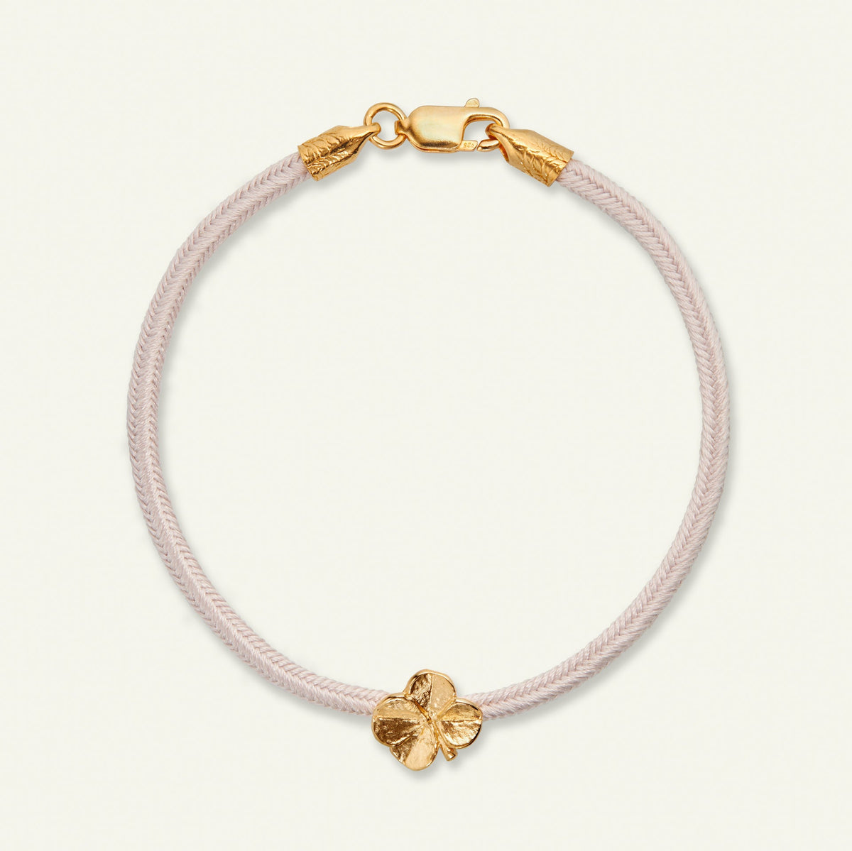 Firkløver silkearmbånd rosa, forgylt