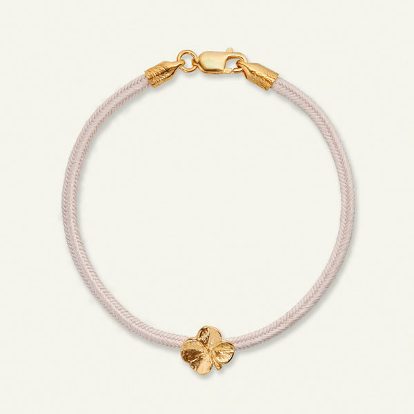 Firkløver silkearmbånd rosa, forgylt