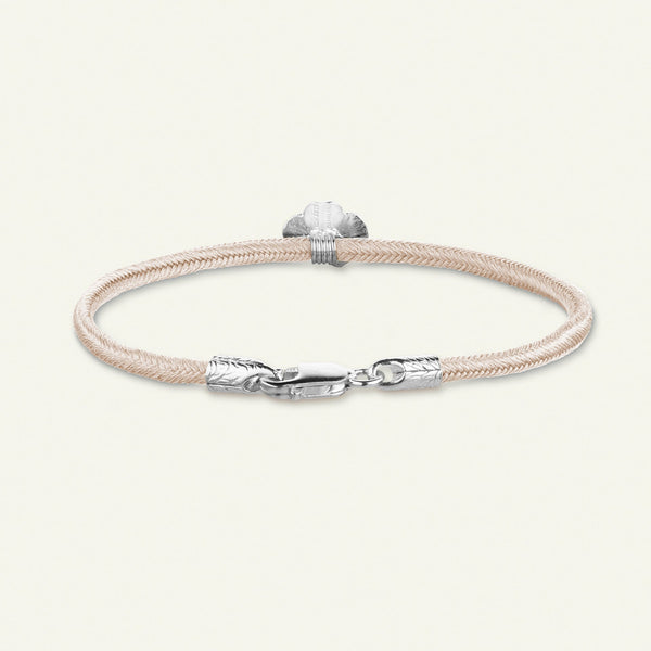 Firkløver silkearmbånd rosa, sølv