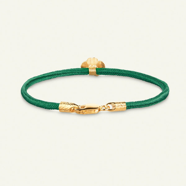 Firkløver silkearmbånd mørkegrøn, gull