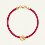 Firkløver silkearmbånd Studentrød, forgylt