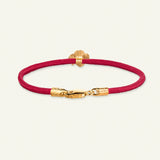 Firkløver silkearmbånd Studentrød, forgylt