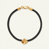 Firkløver silkearmbånd sort, forgylt