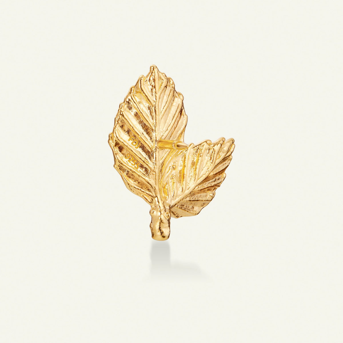 Bøkeblad pin forgylt