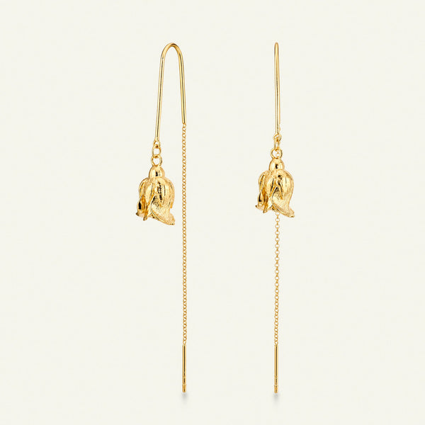 Rose øreheng med kjede, forgylt