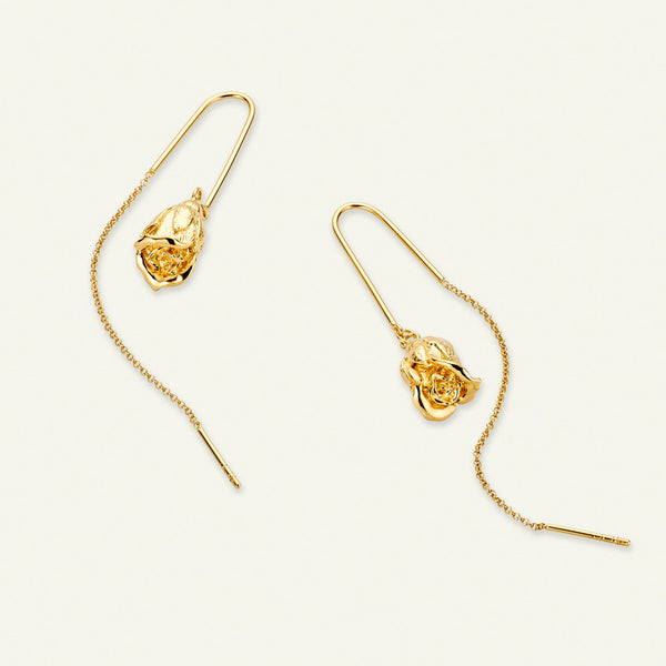 Rose øreheng med kjede, forgylt