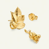 Roseblad øredobber med avtagbare roser og diamanter, forgylt