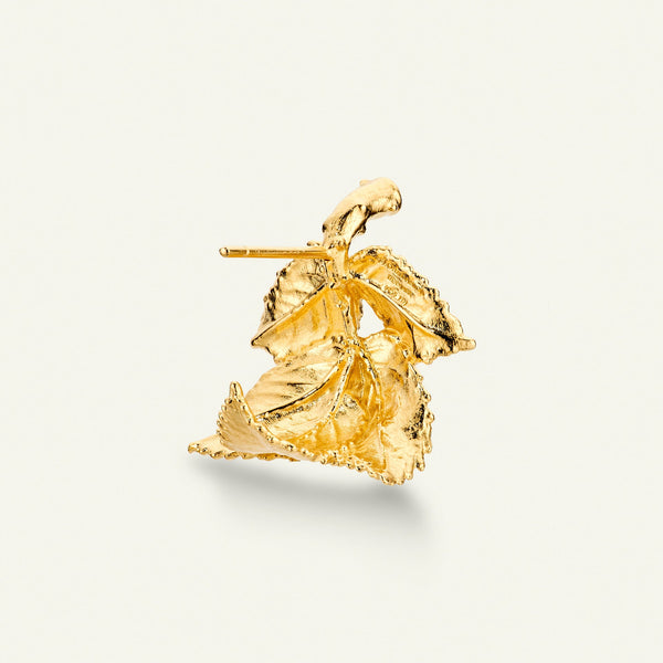 Roseblad hoop øredobber med diamanter, forgylt