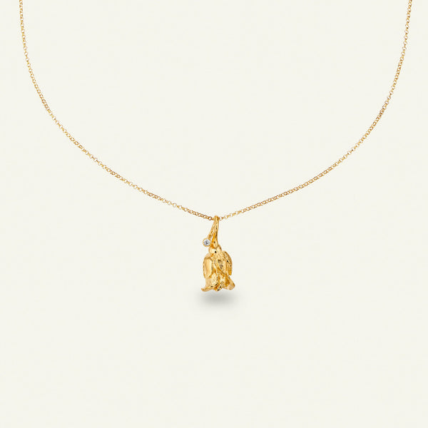 Rose halskjede med anheng og diamant, forgylt