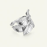 Roseblad statement ring med diamant, sølv