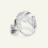 Roseblad statement ring med diamant, sølv