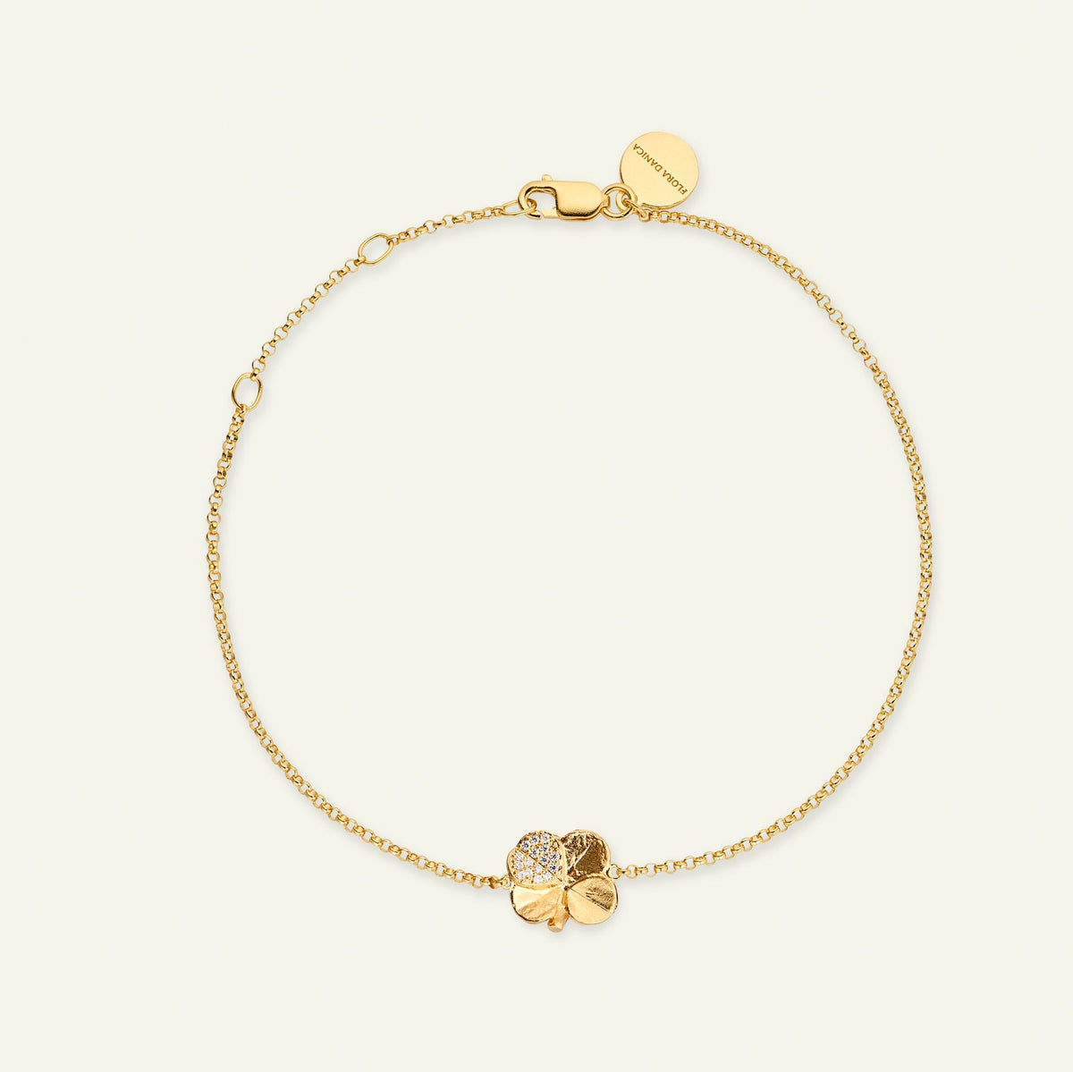 Firkløver armbånd pavé forgylt