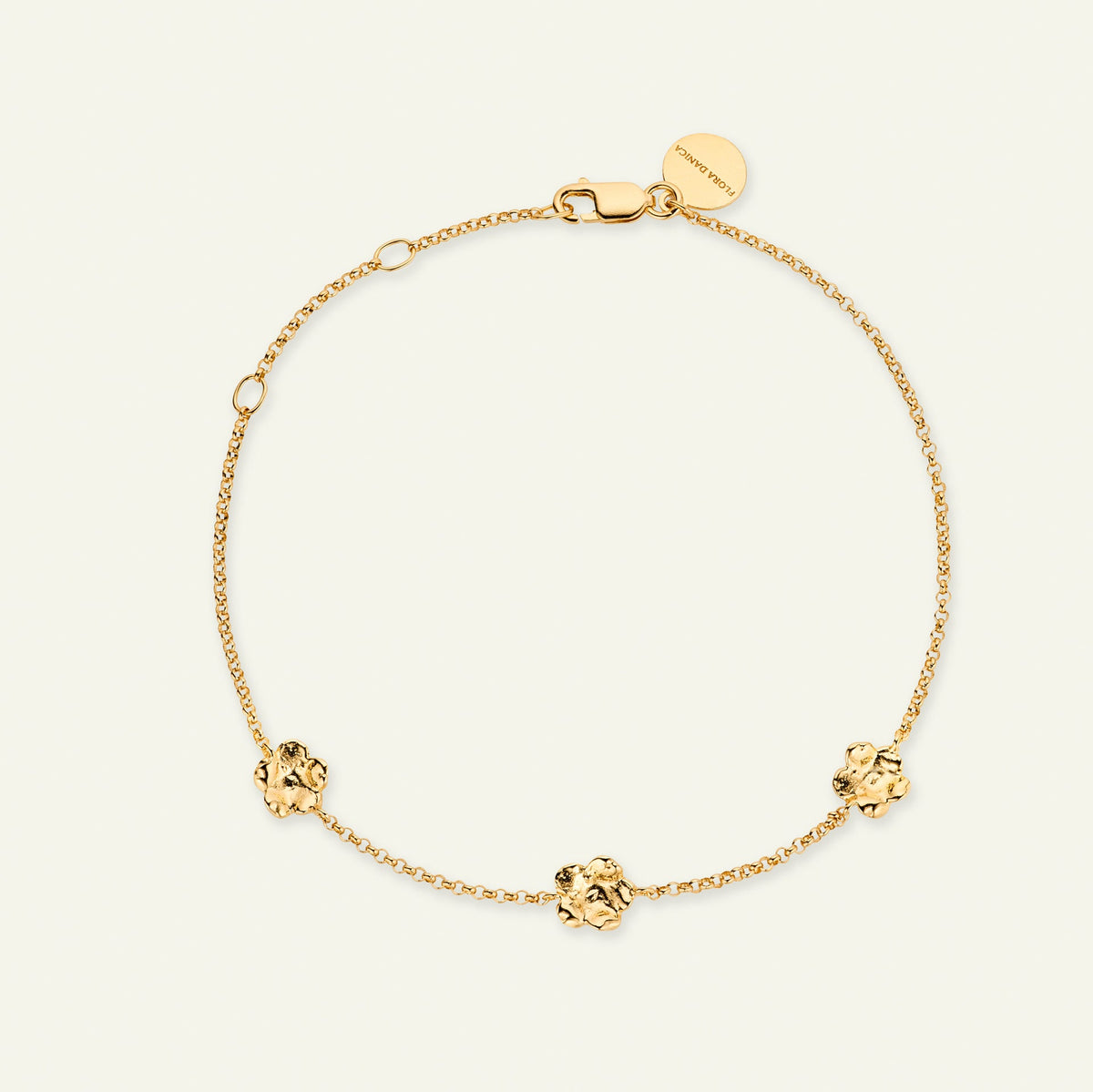 Forglemmigei blomst, Armbånd Forgylt, justerbar lengde