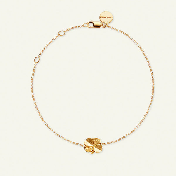 Firkløver armbånd forgylt, justerbar lengde