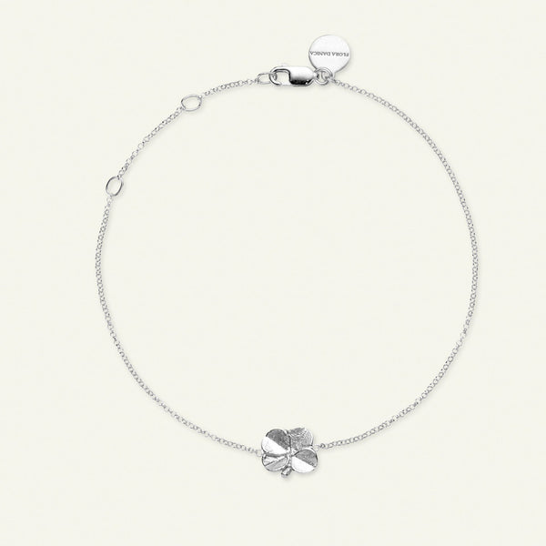 Firkløver armbånd sølv, justerbar lengde