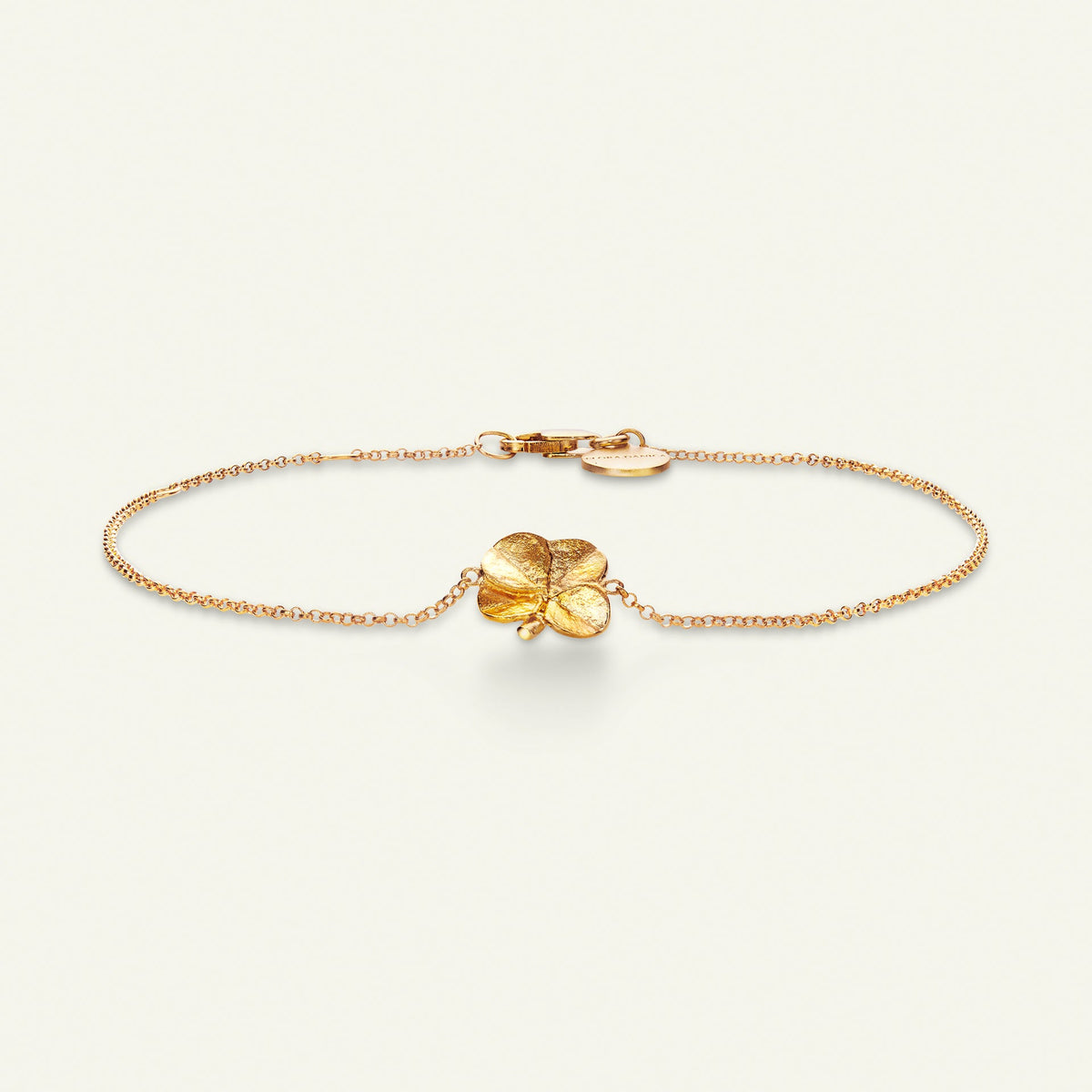 Firkløver armbånd 18 karat gull, justerbar lengde