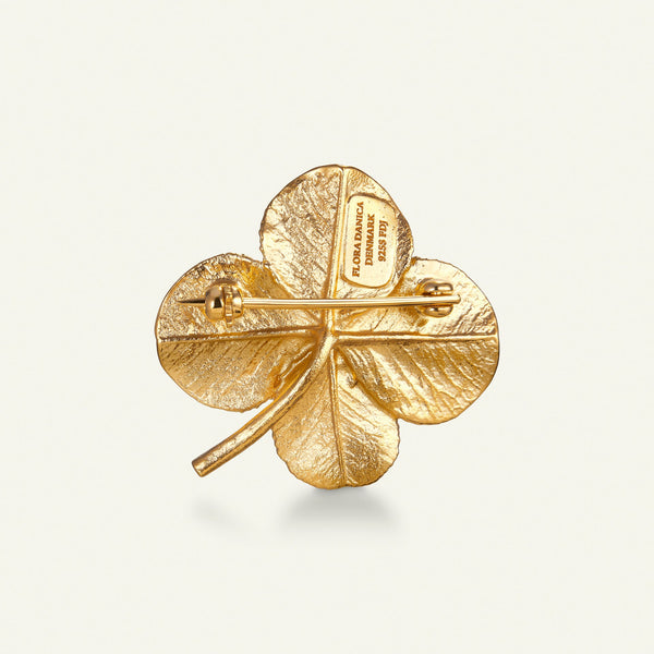 Firkløver brosje forgylt