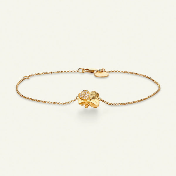 Firkløver armbånd pavé forgylt