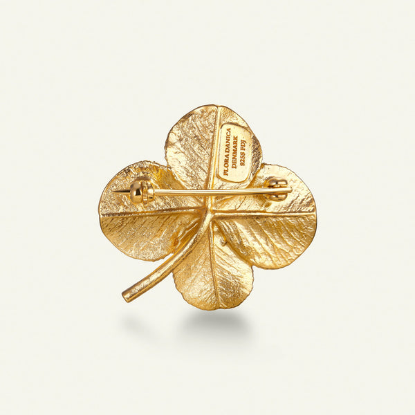 Firkløver brosje pavé forgylt