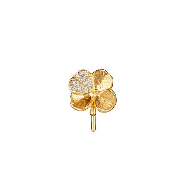 Firkløver ear cuff pavé forgyldt