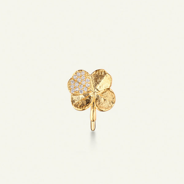 Firkløver ear cuff pavé forgylt